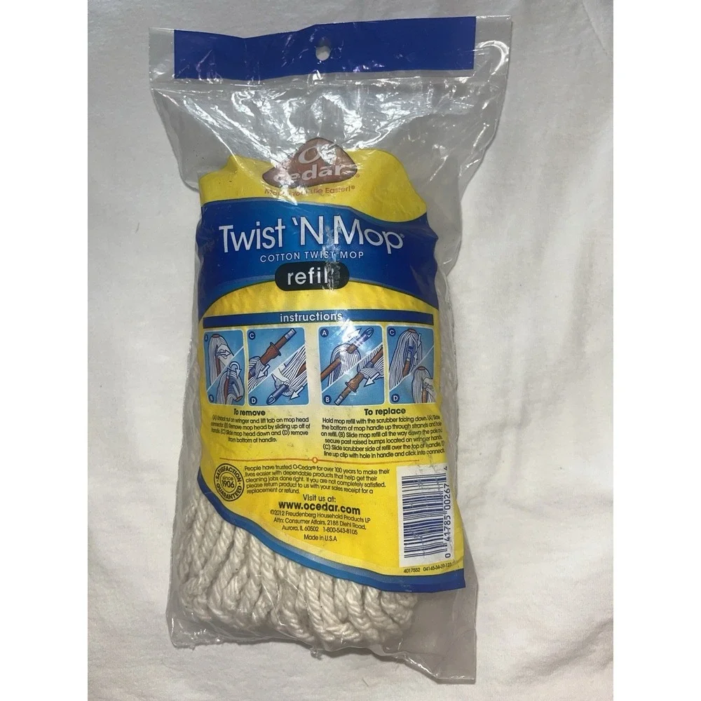O Cedar Twist 'N Mop Cotton Twist Mop Refill New In Package Cotton Blend Mop